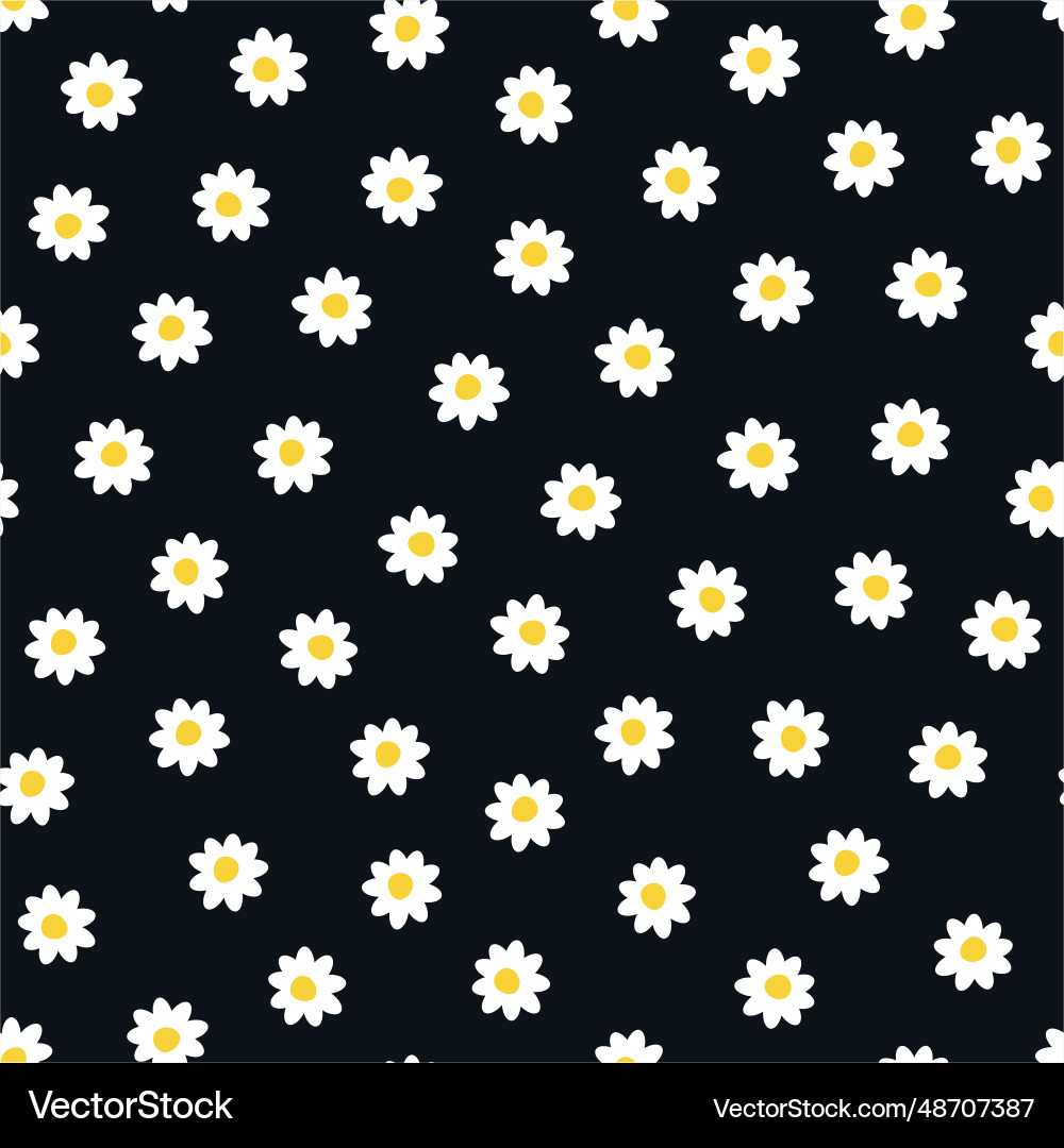 Chamomile seamless pattern - hand drawn Vector Image