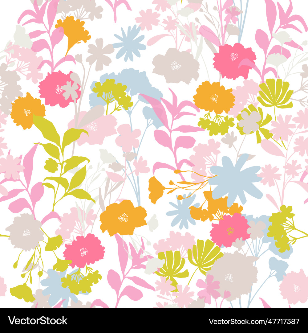 Hand drawn floral texture blooming pastel small Hand drawn floral texture blooming pastel small vector image