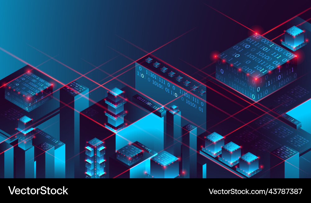 Isometric big data flow processing concept Isometric big data flow processing concept vector image