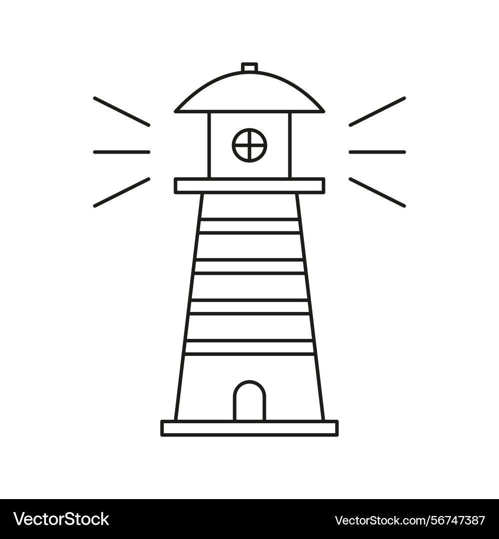 Lighthouse with light rays line icon navigation Lighthouse with light rays line icon navigation vector image
