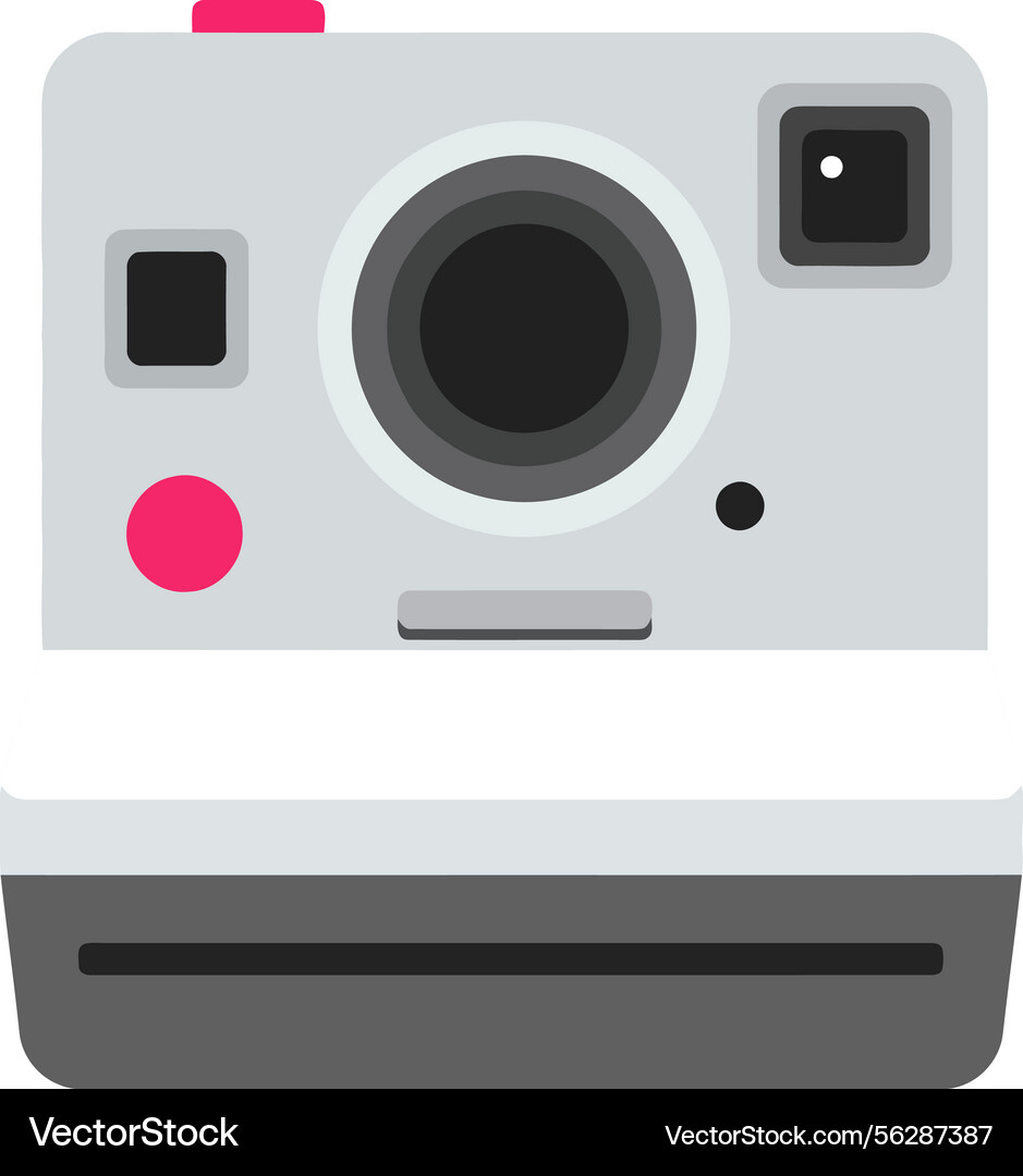 Retro instant camera with red button and lens vector image
