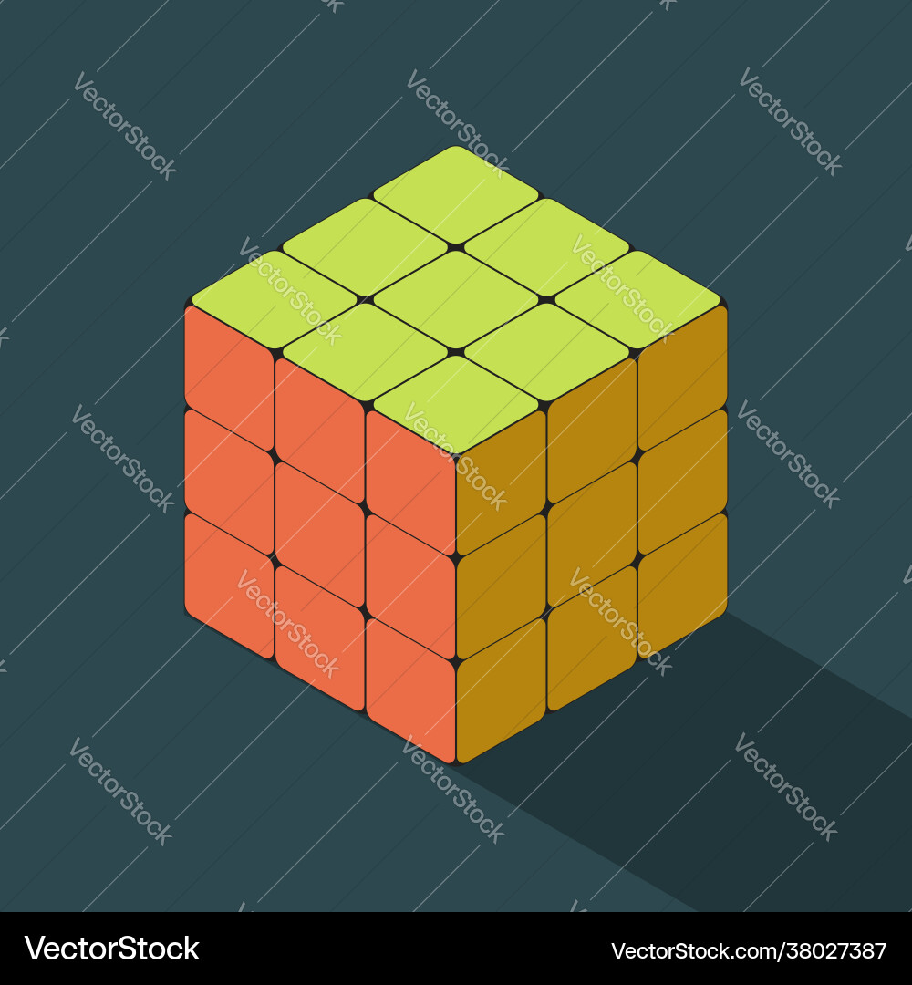 Solved coloed rubiks cube in isometric view Solved coloed rubiks cube in isometric view vector image