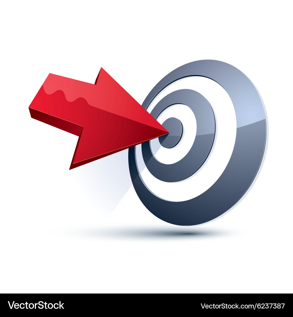 Three-dimensional symbol with an arrow directed Vector Image
