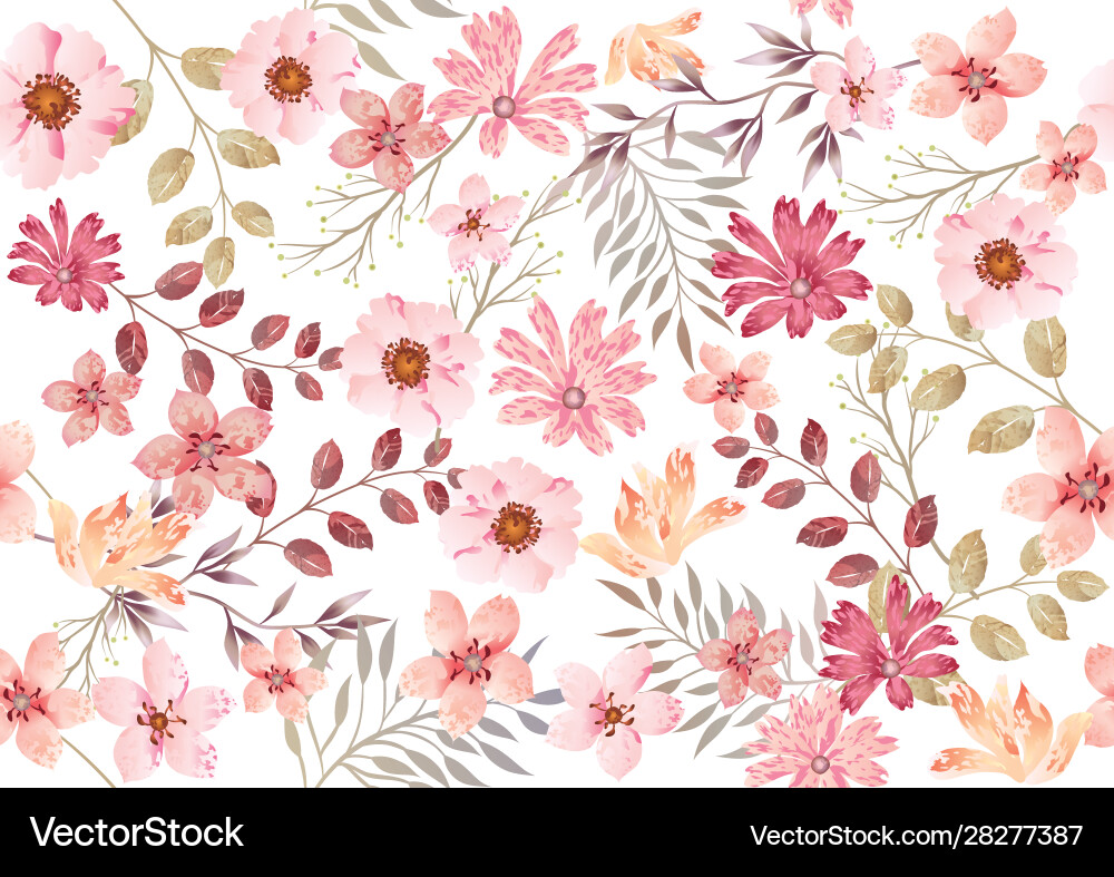 Watercolor Floral Seamless Pattern vector image