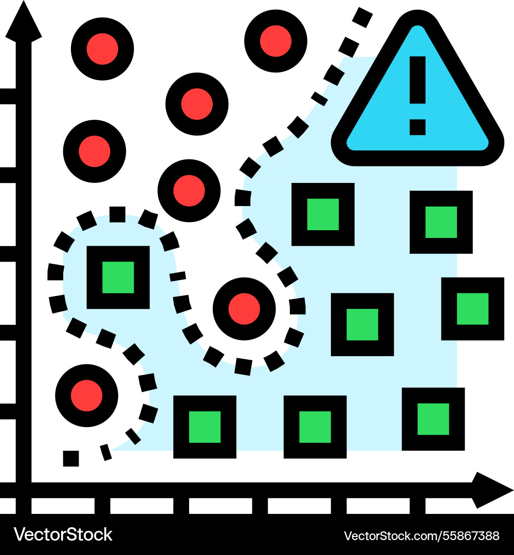 Overfitting warning machine learning color icon vector image