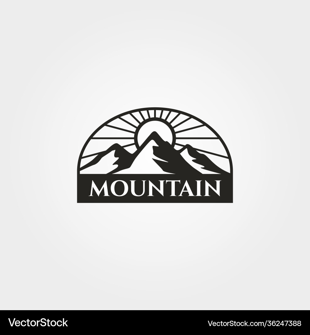 Vintage mountain emblem logo design adventure vector image