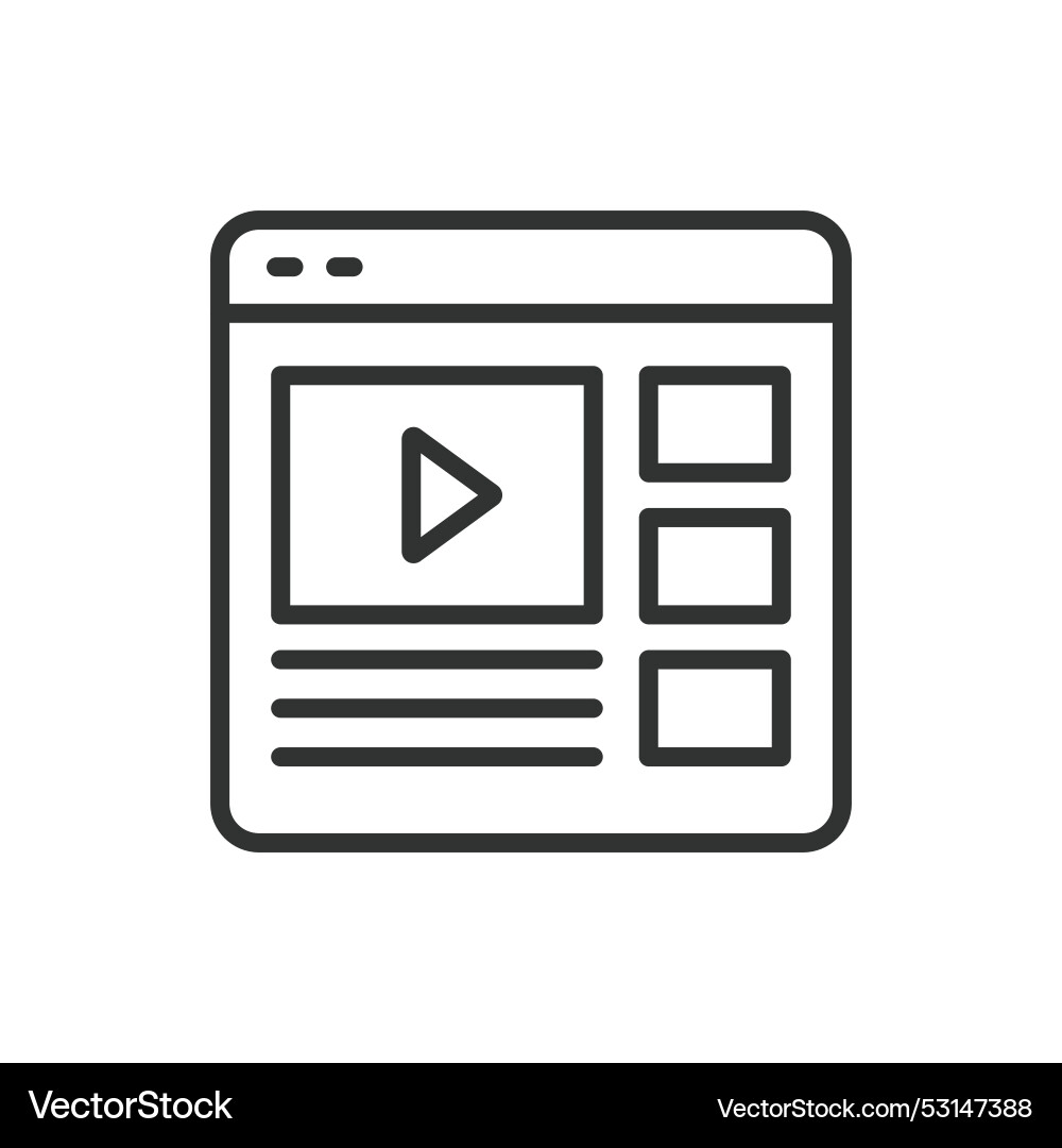 Web video player in line design play vector image