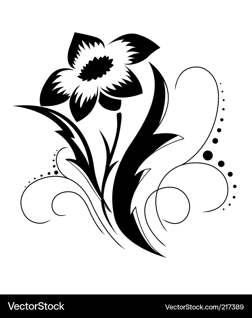 Black a white flower pattern vector image