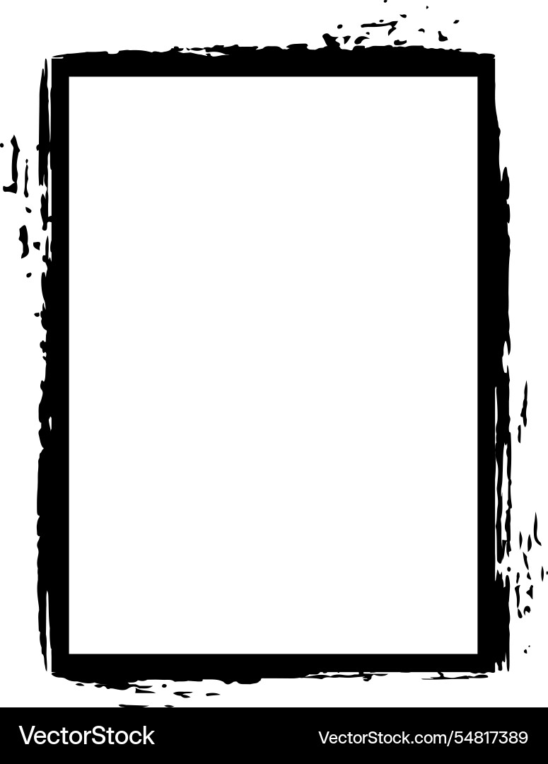 Black rectangular grunge frame with brush strokes Vector Image