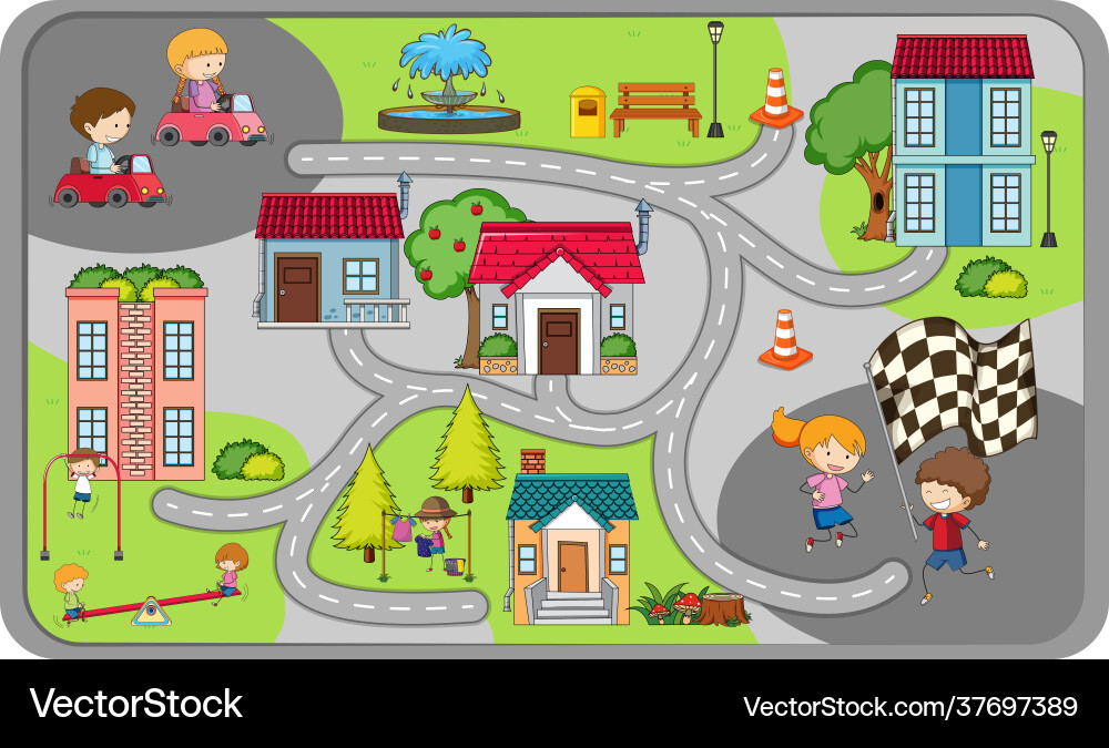 Cartoon Maze Game Template Vector Image