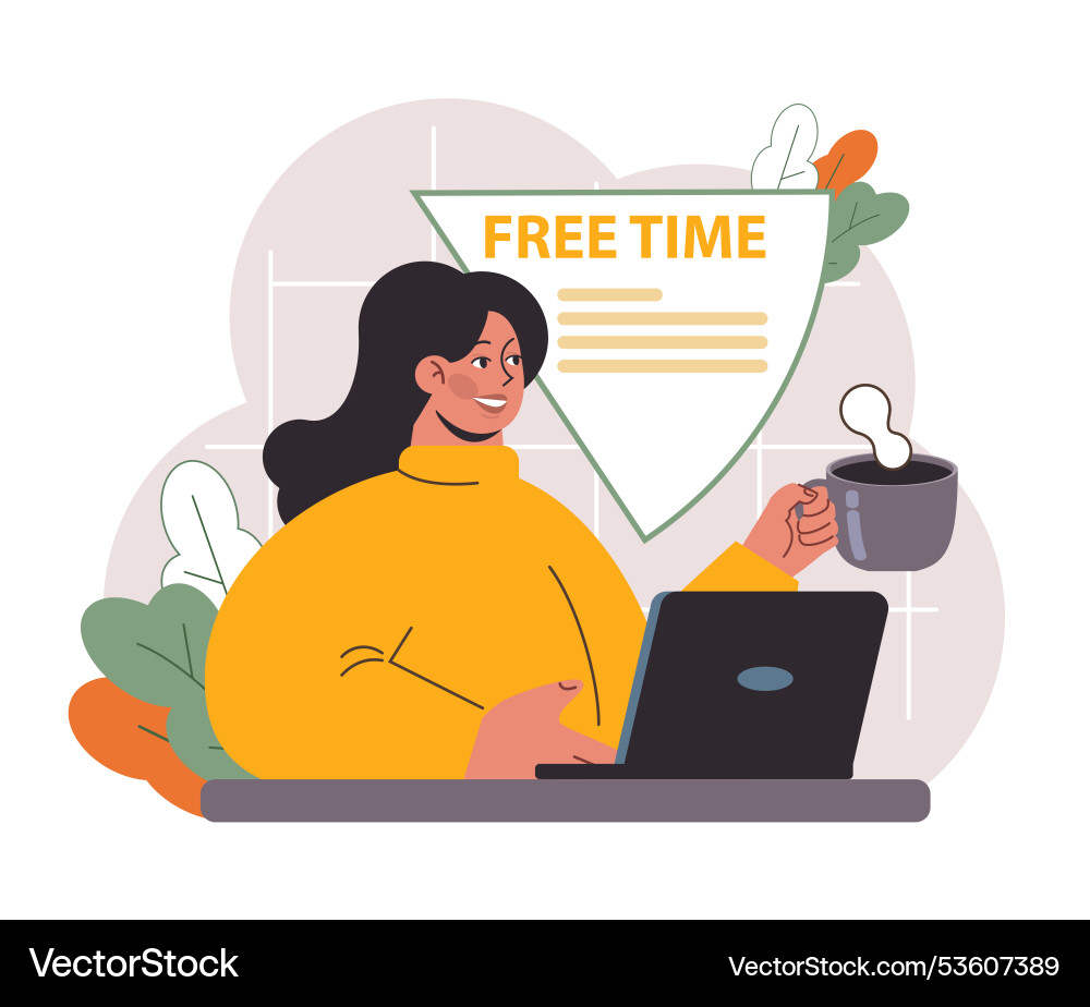Hybrid work characters with a flexible schedule Hybrid work characters with a flexible schedule vector image