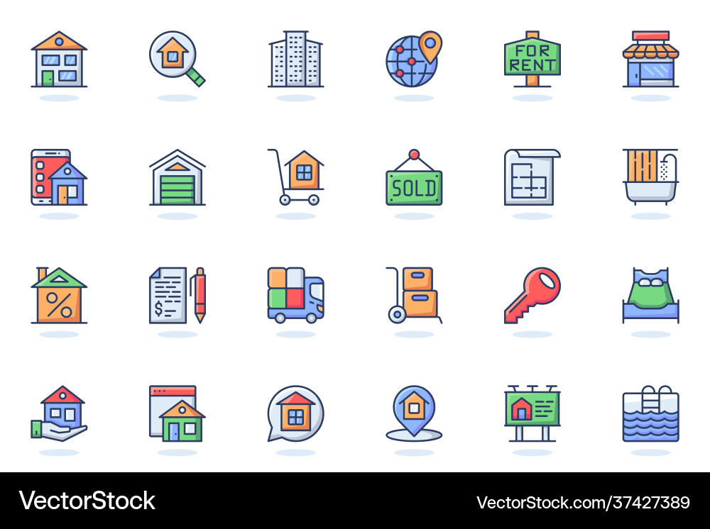 Real estate web flat line icon vector image