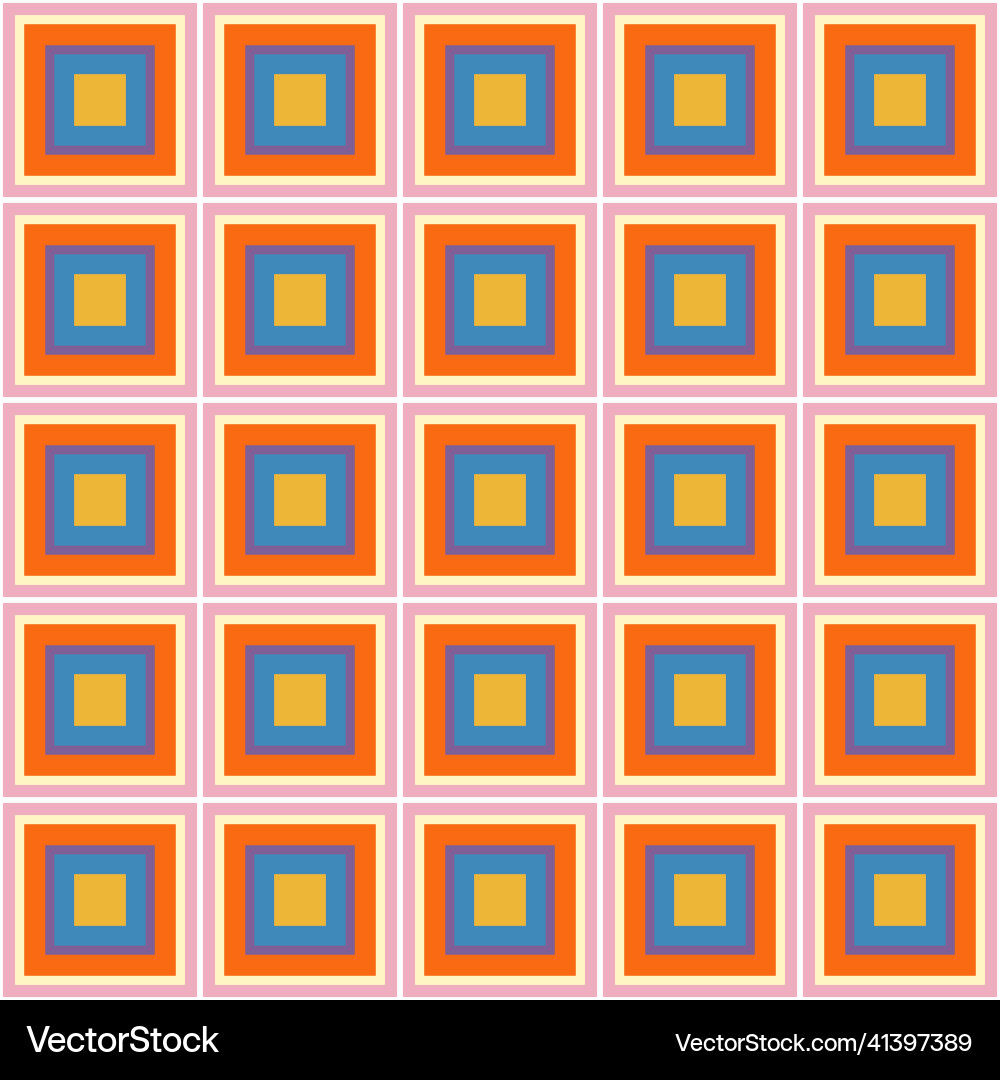 Red seamless pattern with colorful squares vector image