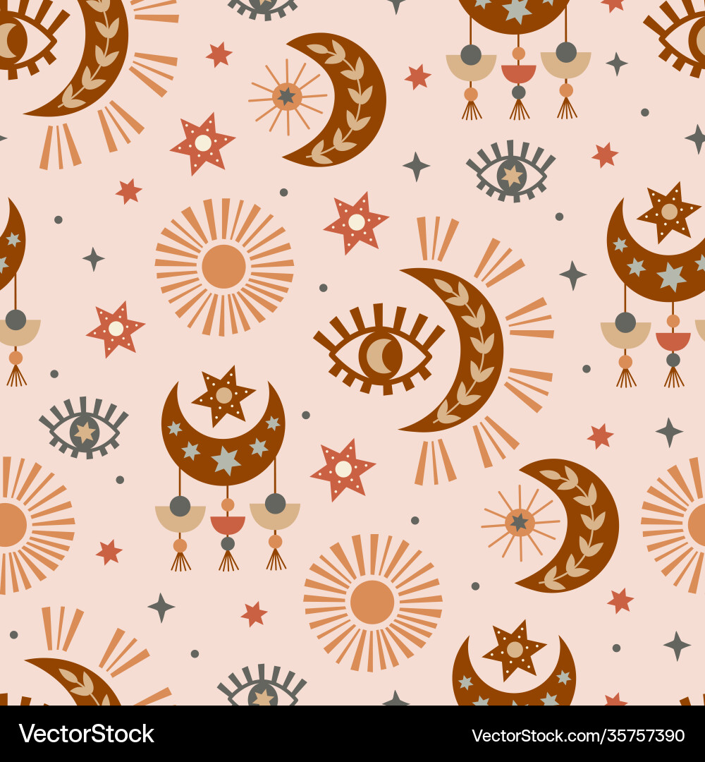 Celestial Eye Moon Sun Pattern – Royalty-Free Vector | VectorStock, image size:1000x1080