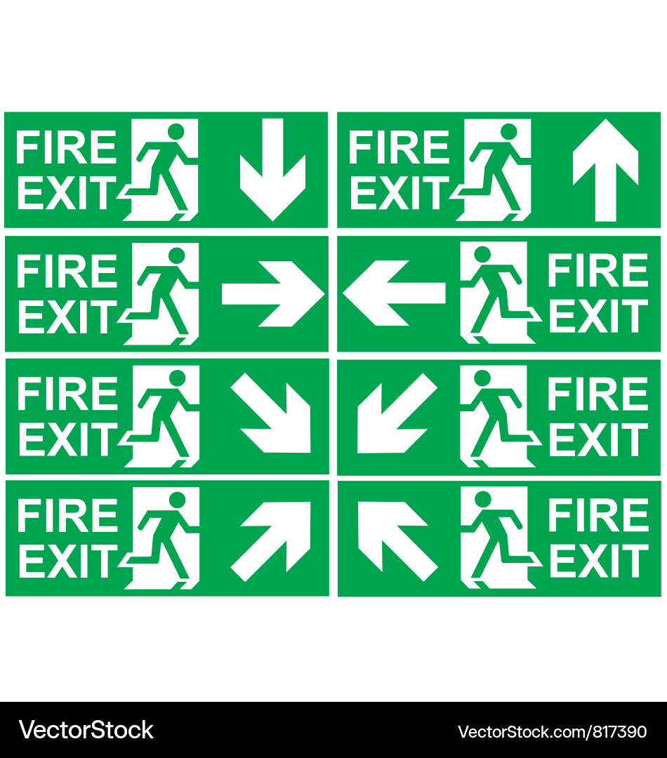 Fire Exit Signs - Safety and Escape vector image