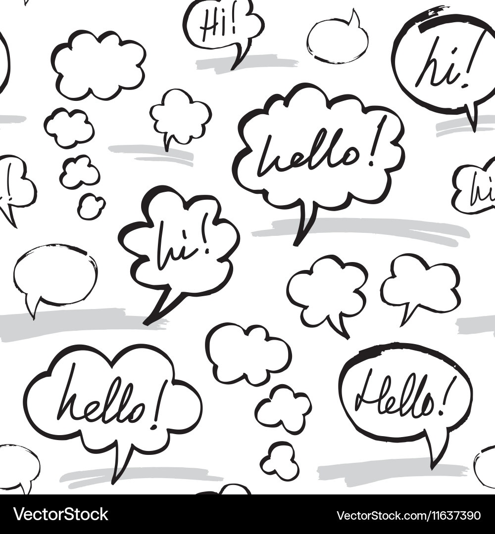 Hello & Hi Speech Bubble Pattern vector image