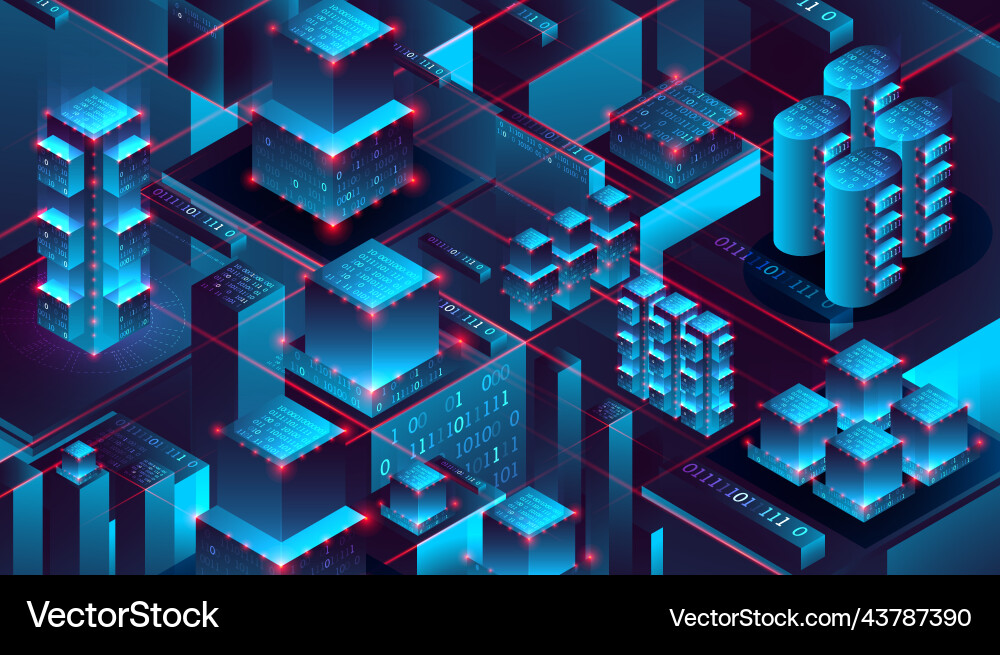 Isometric big data flow processing concept Isometric big data flow processing concept Vector Image