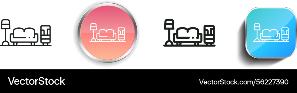 Livingroom icon thin linear regular and button Vector Image