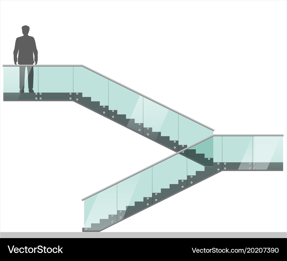 Modern staircase with handrails 5 vector image