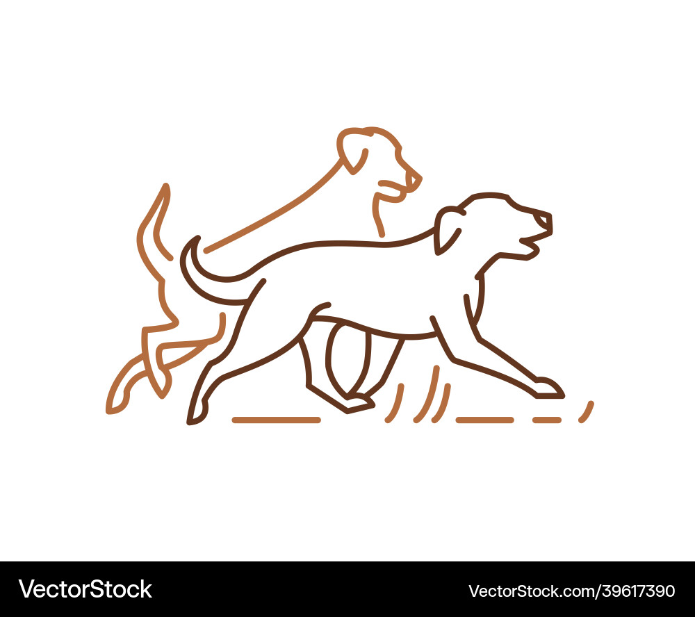 Running Dog Line Icon - Pet Symbol Vektorbild