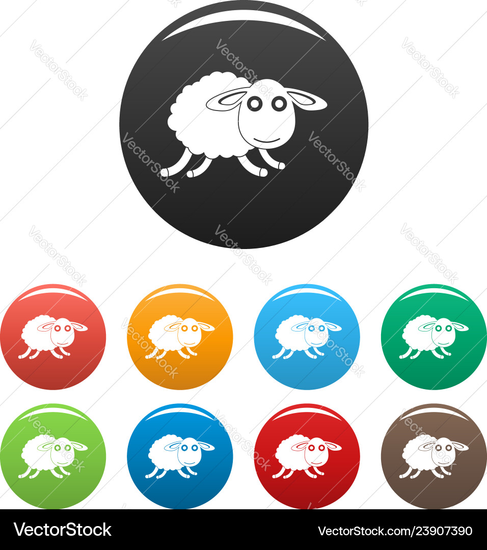 Running sheep icons set color Running sheep icons set color vector image