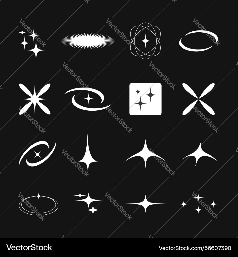Set of sparkles elements - sparkling items Set of sparkles elements - sparkling items vector image