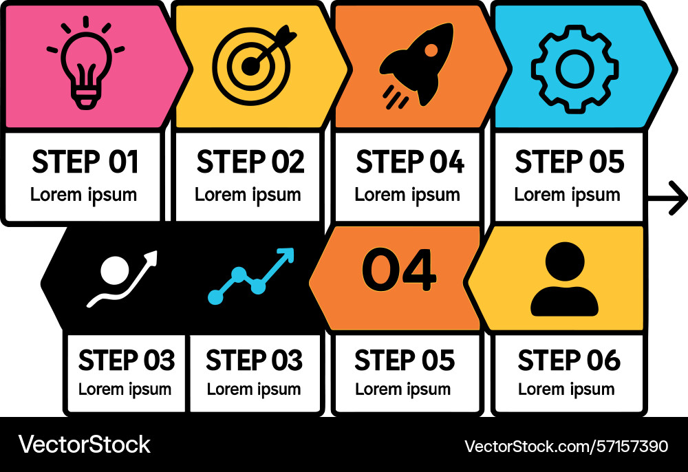 Visual guide six sequential steps vector image
