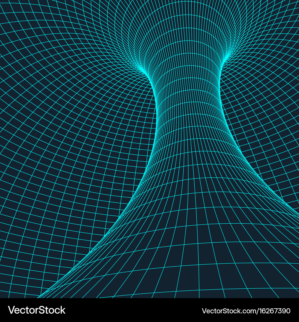 Wireframe torus with connected lines and dots vector image