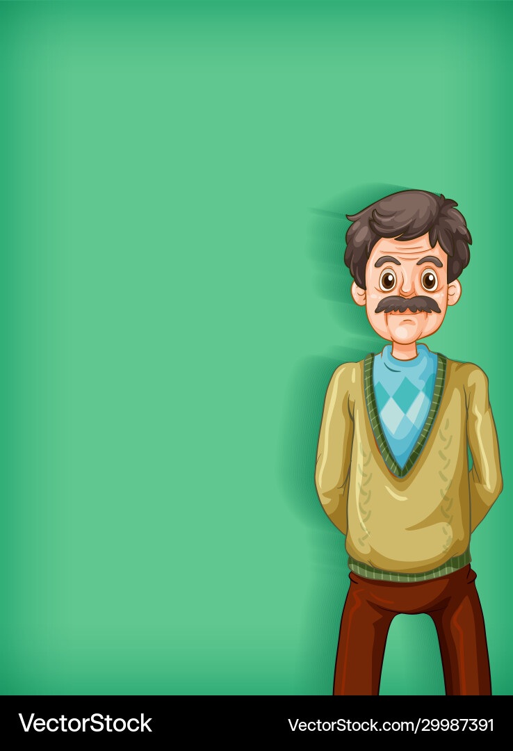 Background template design with old man smiling Background template design with old man smiling Vector Image
