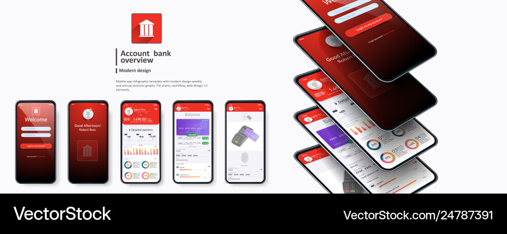Banking App UI Kit - Mobile Interface vector image
