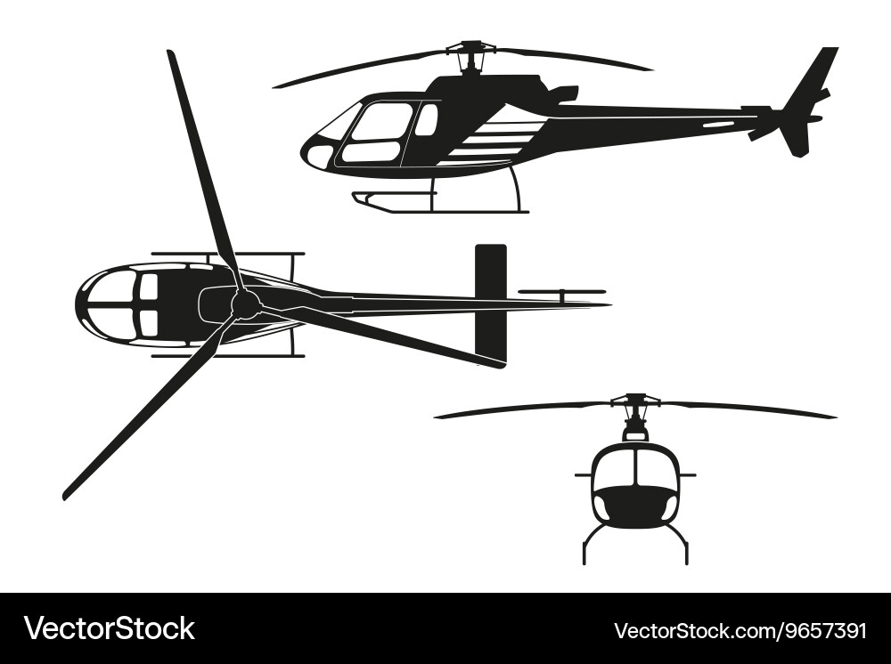 Black Helicopter Silhouette Vector Image