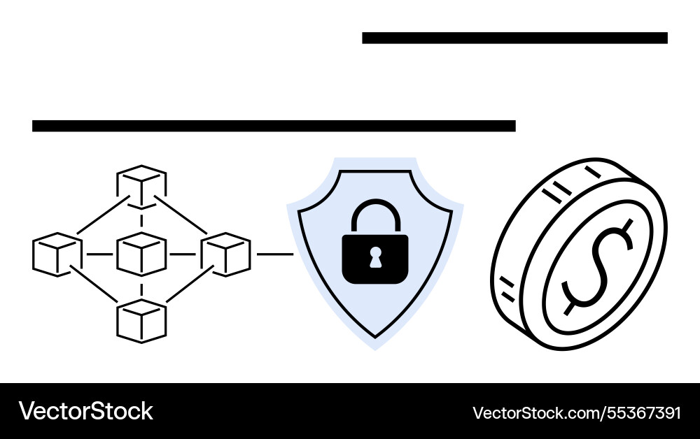 Blockchain network with security shield Blockchain network with security shield vector image