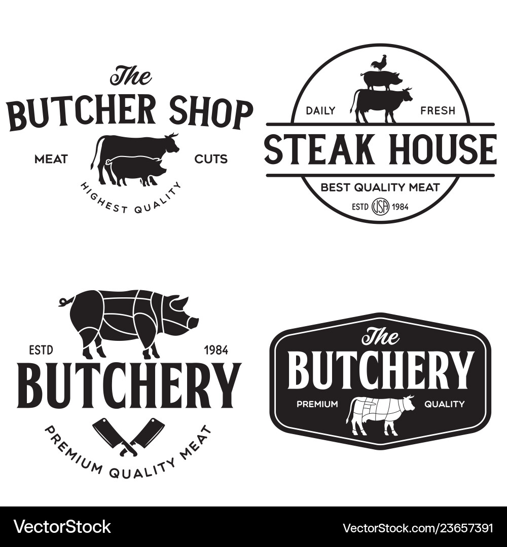 Butcher Shop Lettering & Branding Vector Image