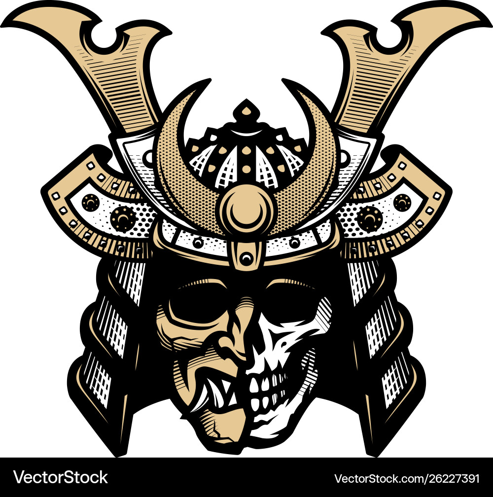 Japanese Samurai Helmet - Skull Armor Vector Image