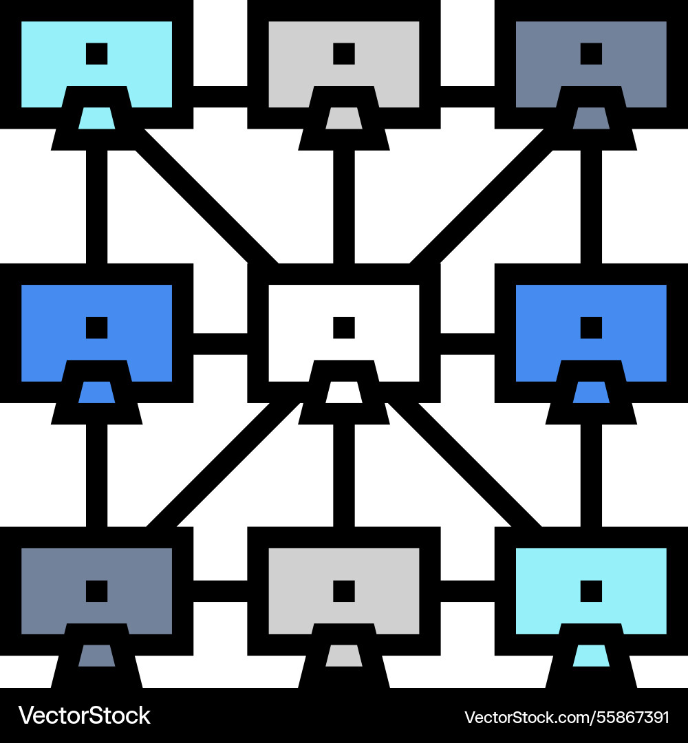 Peer to p2p nodes decentralized application Peer to p2p nodes decentralized application vector image