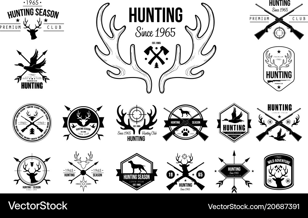 Set of vintage emblems for hunting club Set of vintage emblems for hunting club vector image
