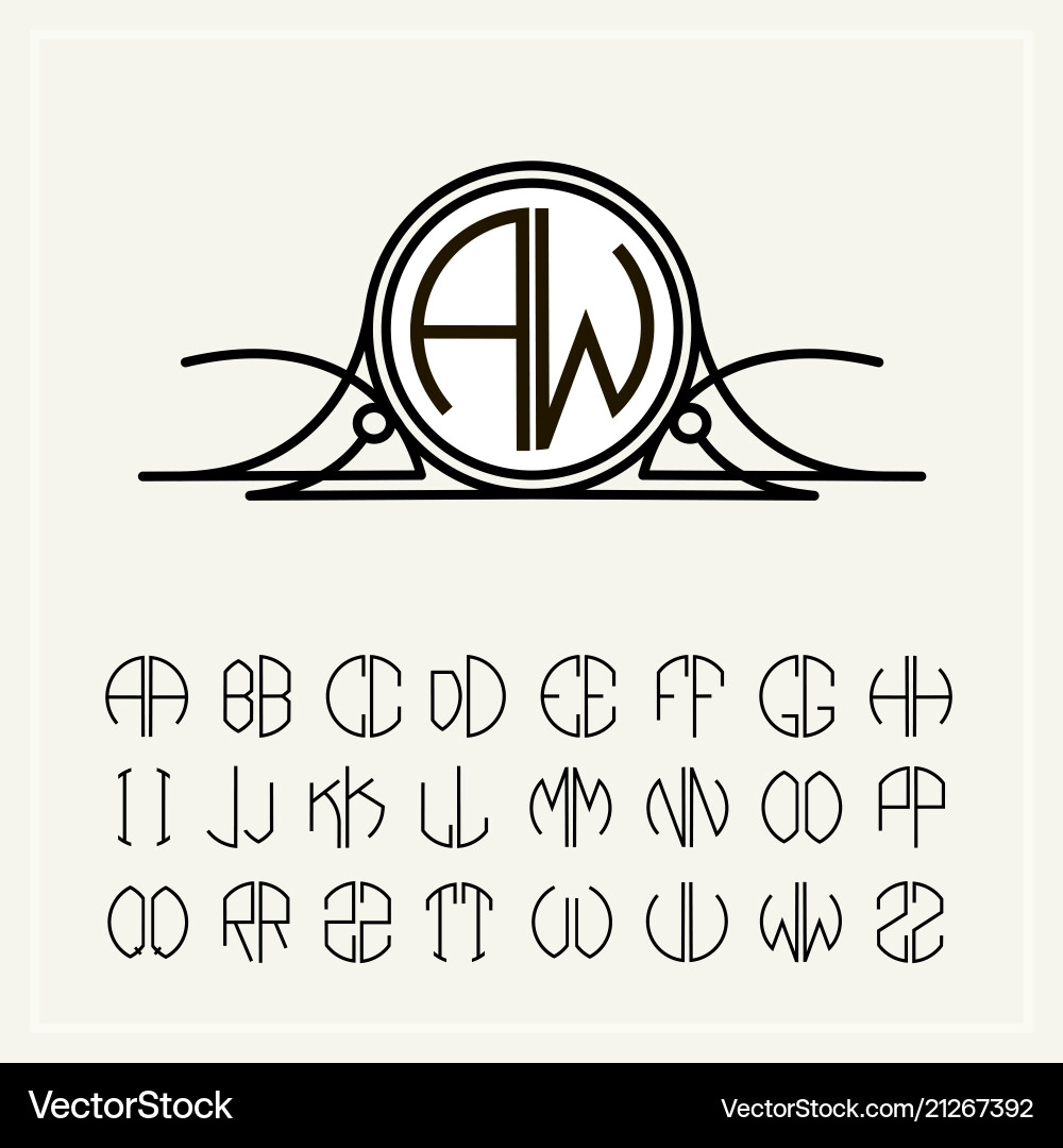 Art Nouveau Letter Monogram Label Vector Image