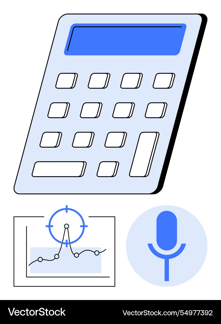 Calculator with chart analysis and voice input Calculator with chart analysis and voice input Vector Image