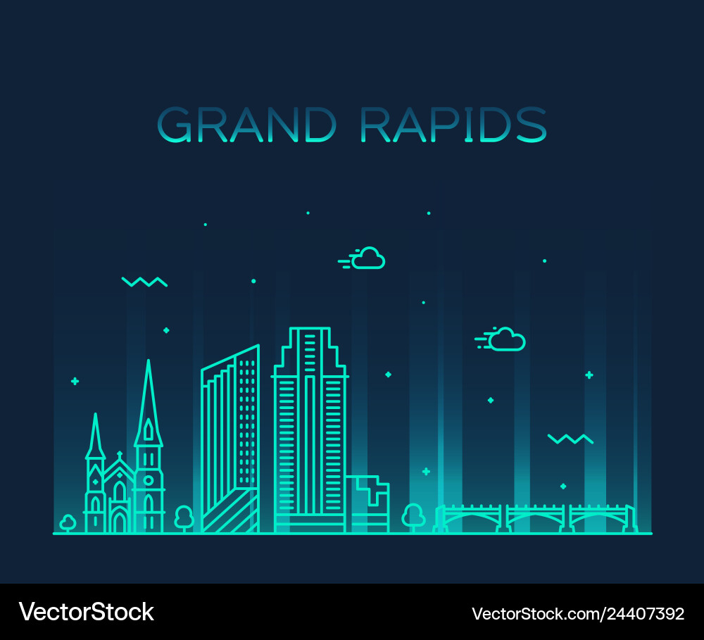 Grand Rapids Skyline Michael linear Grand Rapids Skyline Michael linear vektorbild