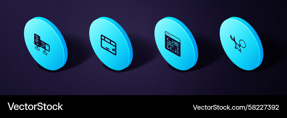 Isometric Debugging Keyboard Icons Vector Image