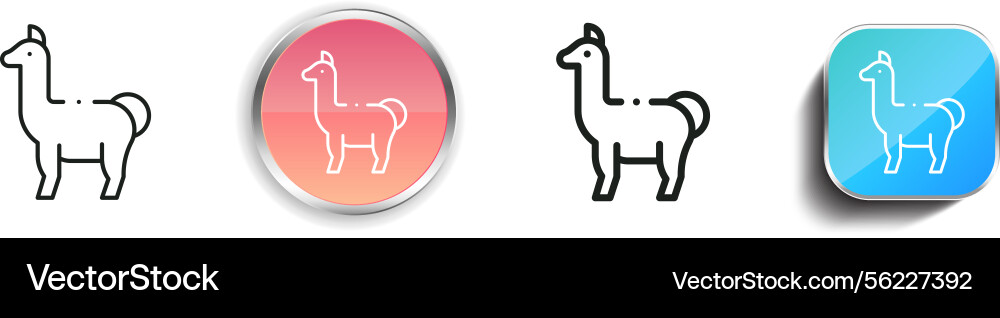 Llama icon thin linear regular and button style Llama icon thin linear regular and button style Vector Image