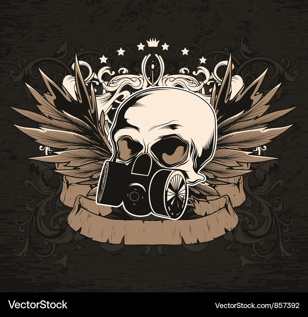Ornate Skull Badge Vector Image