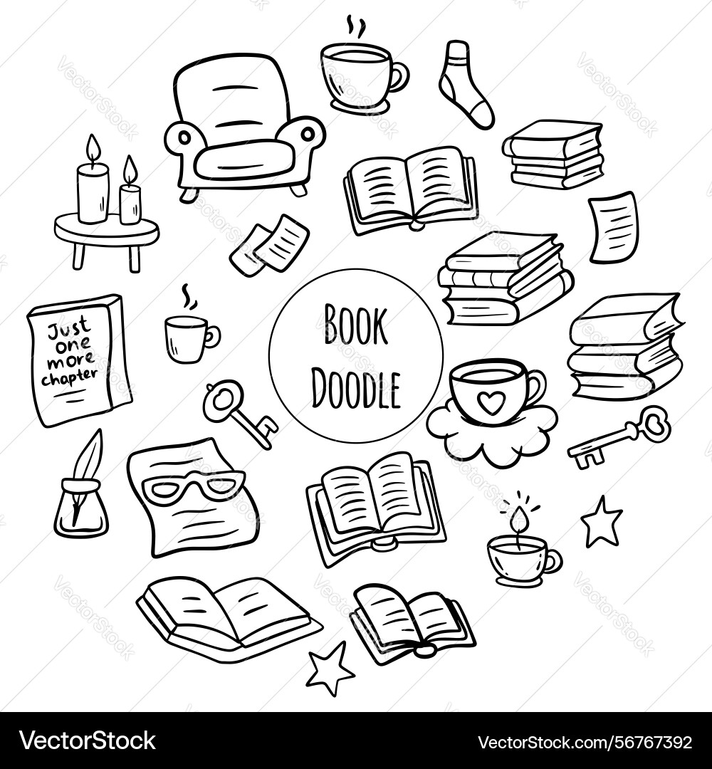 Sketches of open and closed books stack Sketches of open and closed books stack Vector Image