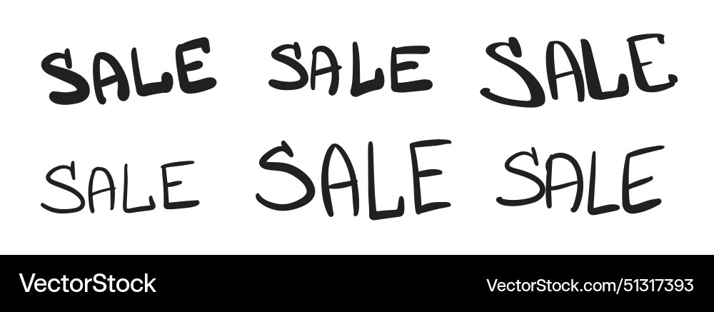 Black and white handwritten sale text design Vector Image