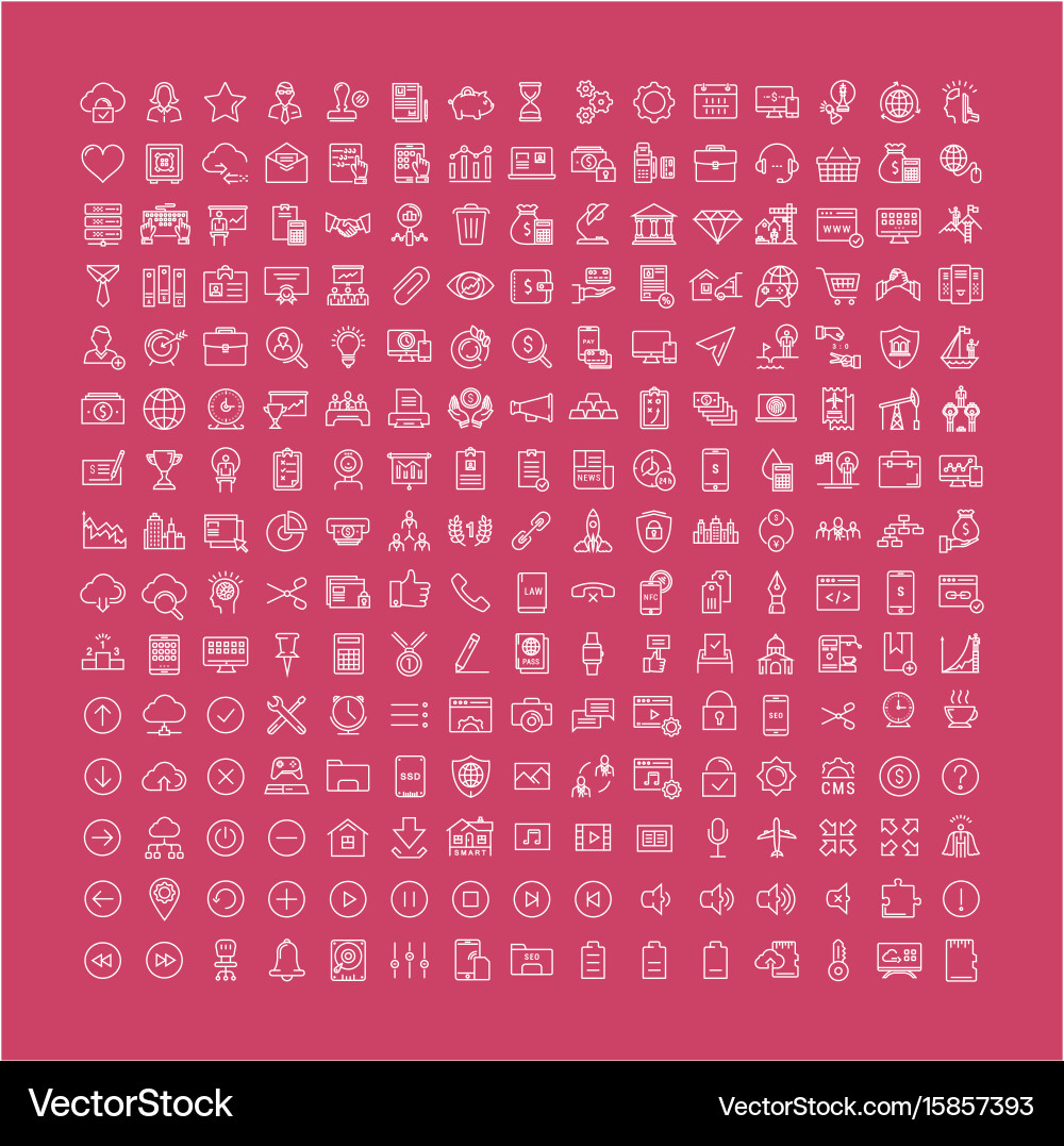 Business & Technology Line Icons Vector Image