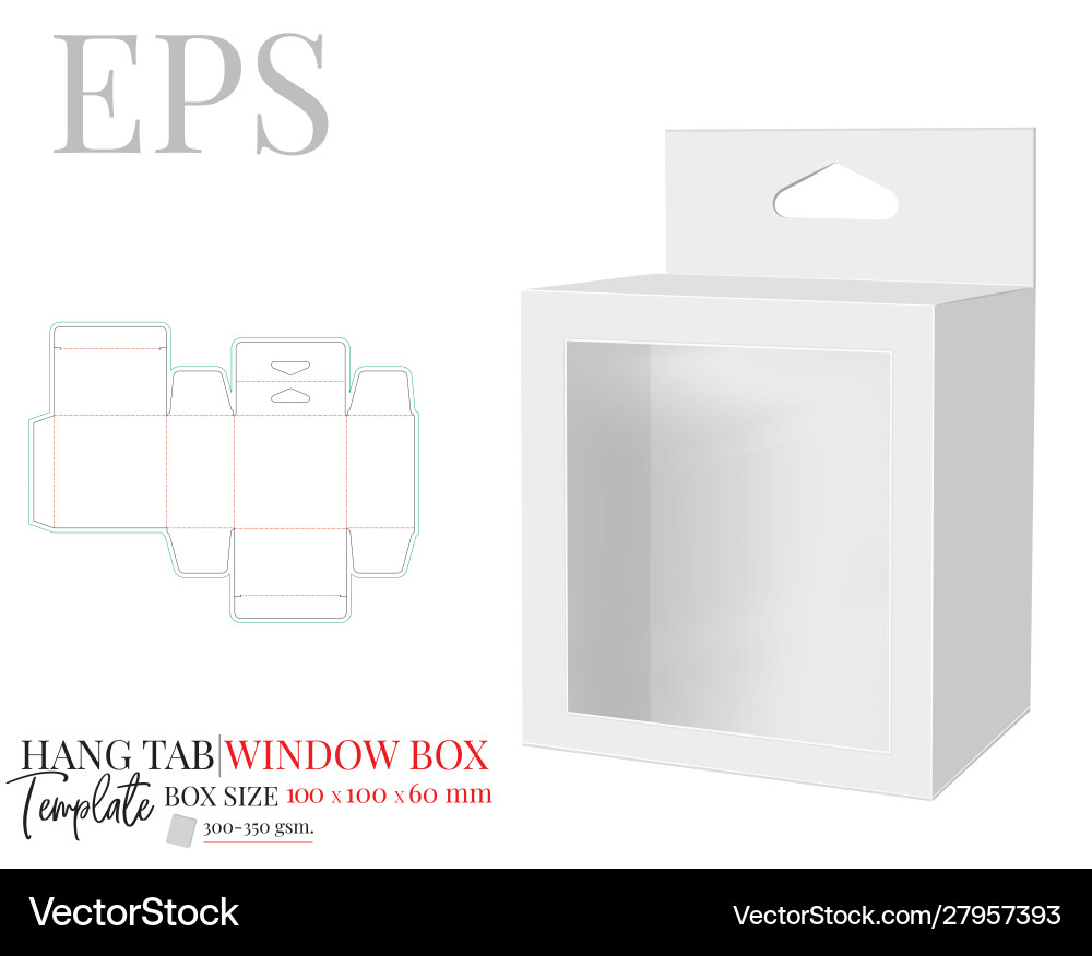 Hang Tab Box with Window Template vector image