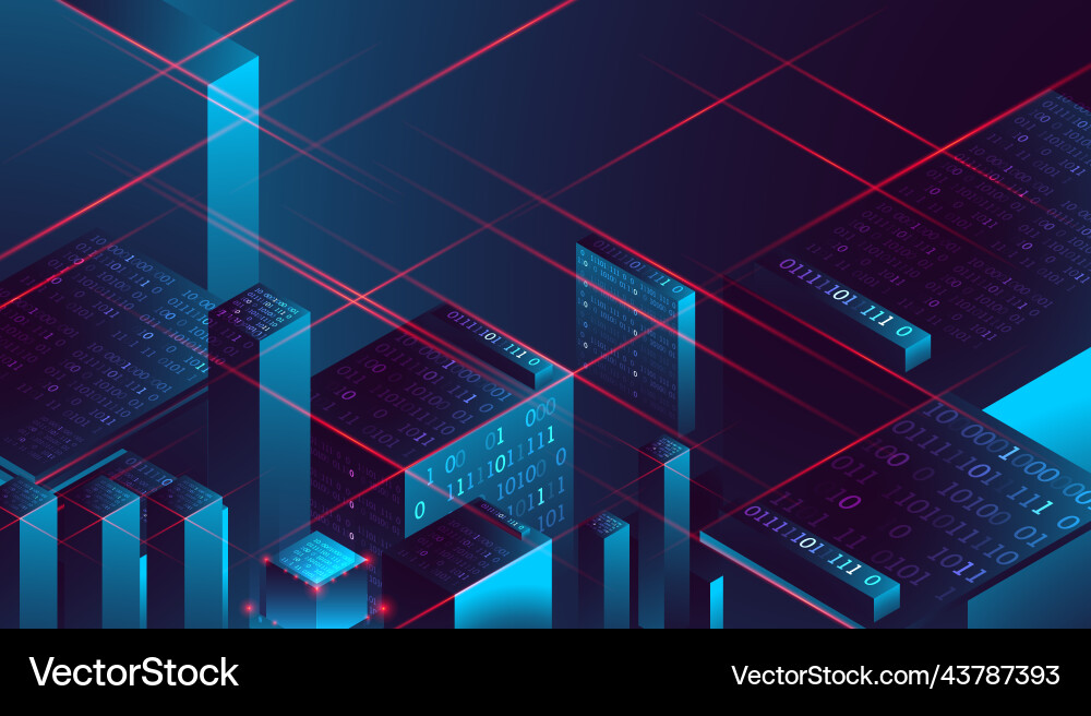 Isometric big data flow processing concept Isometric big data flow processing concept vector image