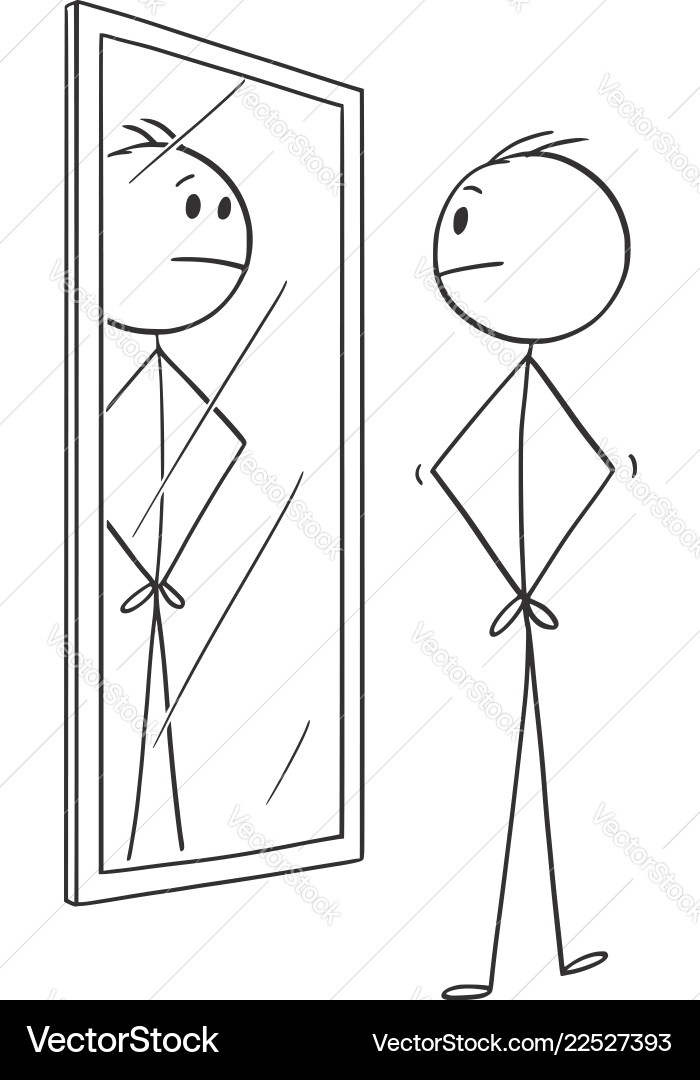 Man Contemplating Reflection vector image