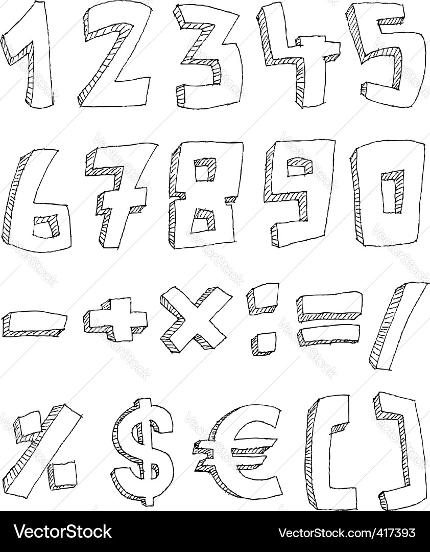 Mathematical Symbols & Numbers Vector Image
