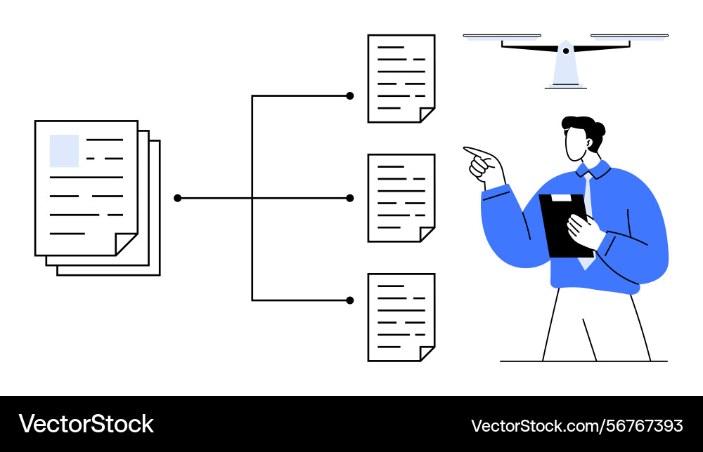 Organized workflow process with document vector image
